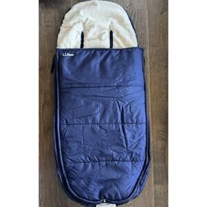 LL Bean Infant Sleeping Bag Bunting Navy Insulated Faux Shearling Lined Zippers